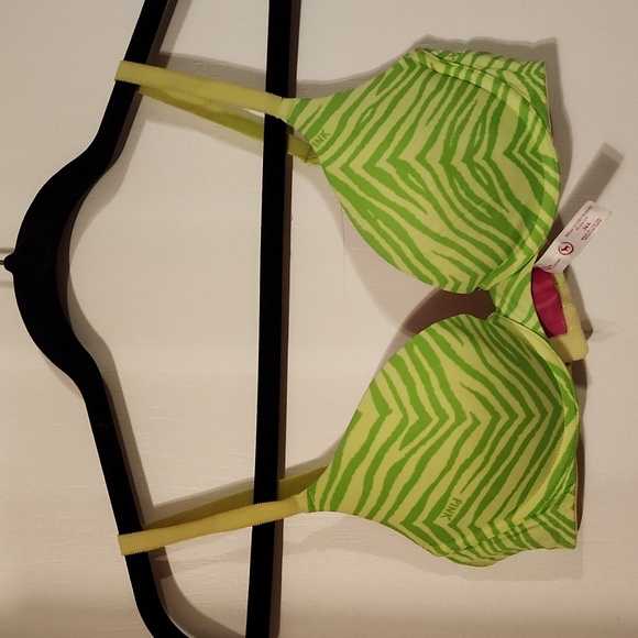 PINK victoria secret green/yellow bra 34A wear everywhere pushup - Picture 1 of 3